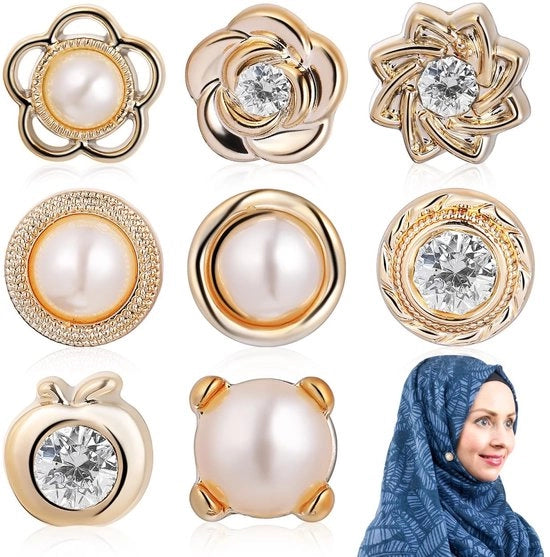 Hijab Naalden con 8 Clip per Abbigliamento Magnetici - Chiusura di Sicurezza - Amichevole con la Stoffa - Multifunzionale - Decorazioni alla Moda