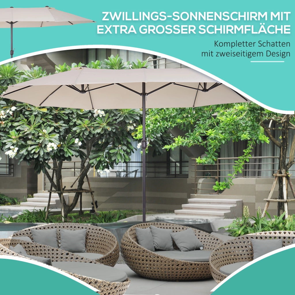 Parasole XXL con manovella Resistente alle intemperie 455 cm x 270 cm x 240 cm Acciaio Poliestere beige