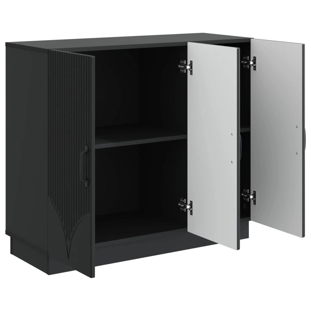 Credenza | Madia | Buffet da pranzo | Armadio da pranzo Nero 89 x 34,5 x 77 cm Legno ingegnerizzato