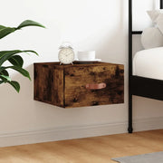 Comodino a Muro-Tavolino da notte sospeso Rovere Fumo 35x35x20 cm 211786
