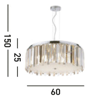 Lampadario Contemporaneo Clarissa Acciaio Cromo Vetro Bianco 5 Luci E14