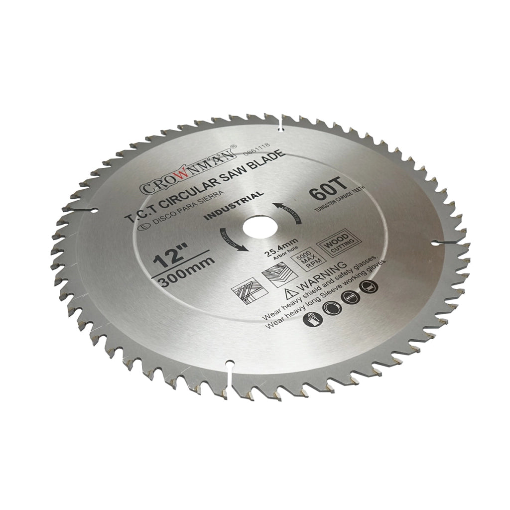 Disco circolare widia per legno 300x25,4mm, max. velocità. 5000 giri/min, 60 denti, Crownman industriale