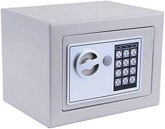 Cassaforte Elettronica Digitale con Chiave - Armadio in Grigio per Pavimento, Parete o Cassetto