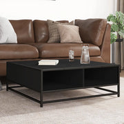 Tavolino da Salotto Nero 80x80x30 cm in Truciolato e Metallo 848769