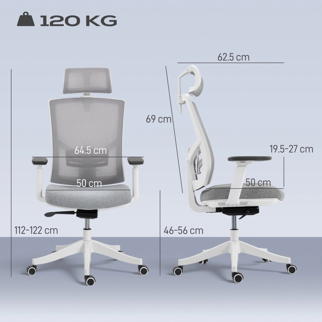 Sedia da Ufficio Ergonomica e Traspirante con Supporto Lombare Dinamico 4D, 64.5x62.5x112-122 cm, Multicolore