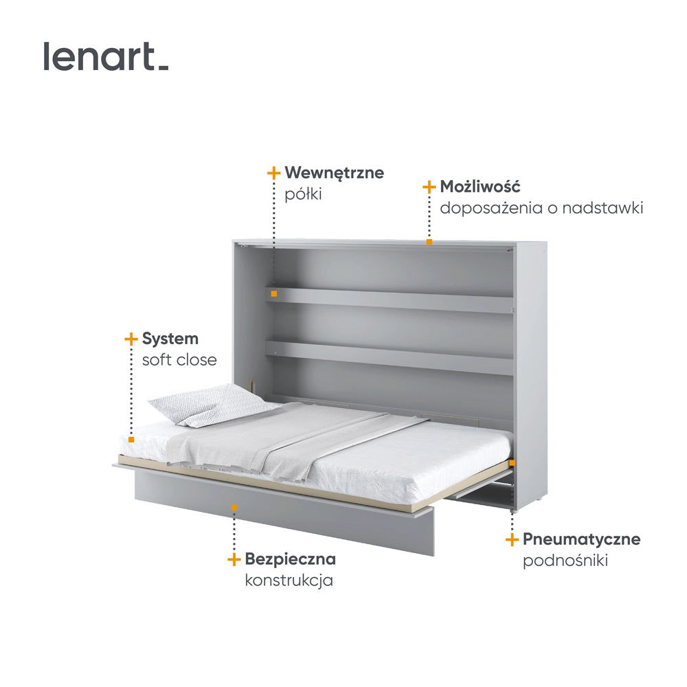 Lenart Bed concept letto a scomparsa 211x168x157cm Grigio