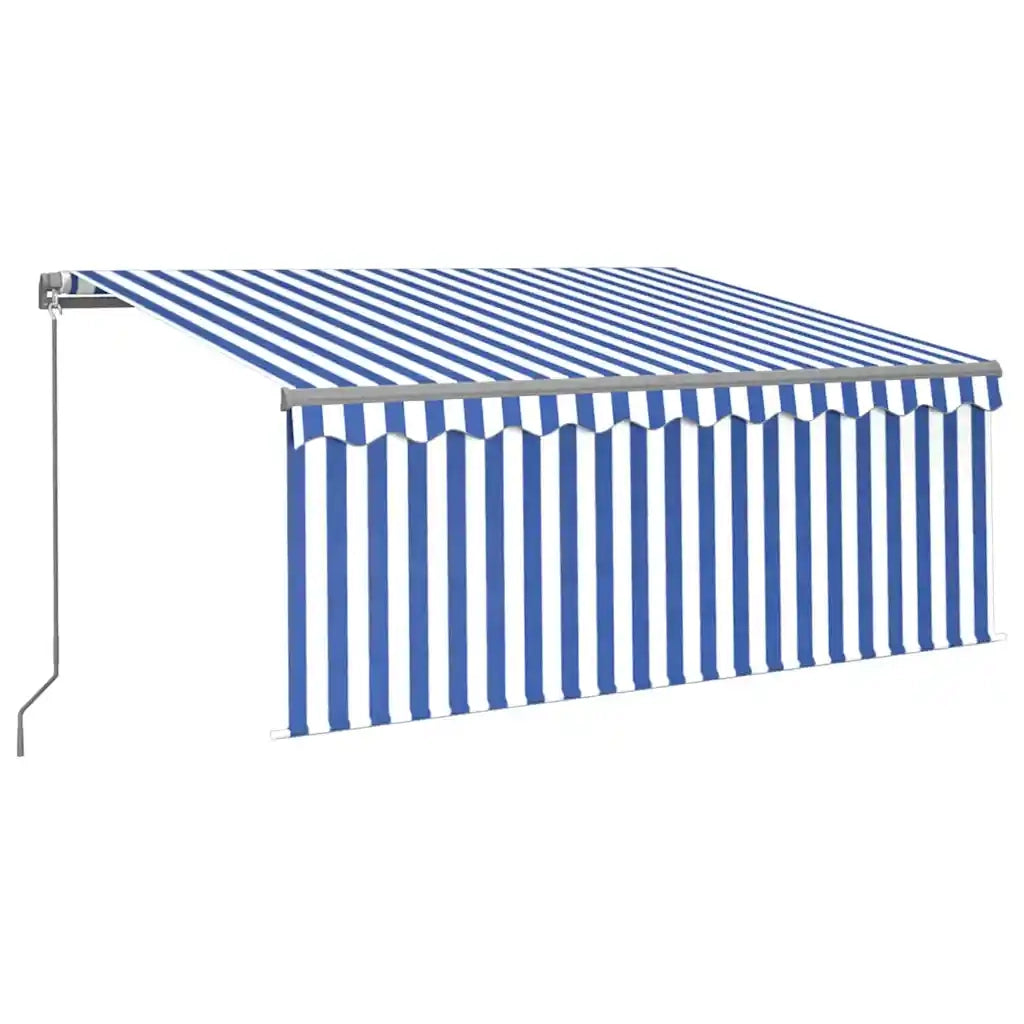 Tenda Sole Retrattile Manuale con LED 3,5x2,5 m Blu e Bianco 3069401