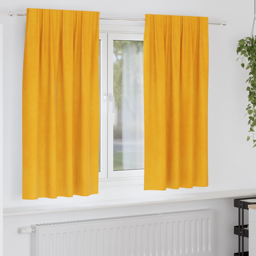 Tende Blackout  con nastro superiore 2 pz Giallo Senape Velluto