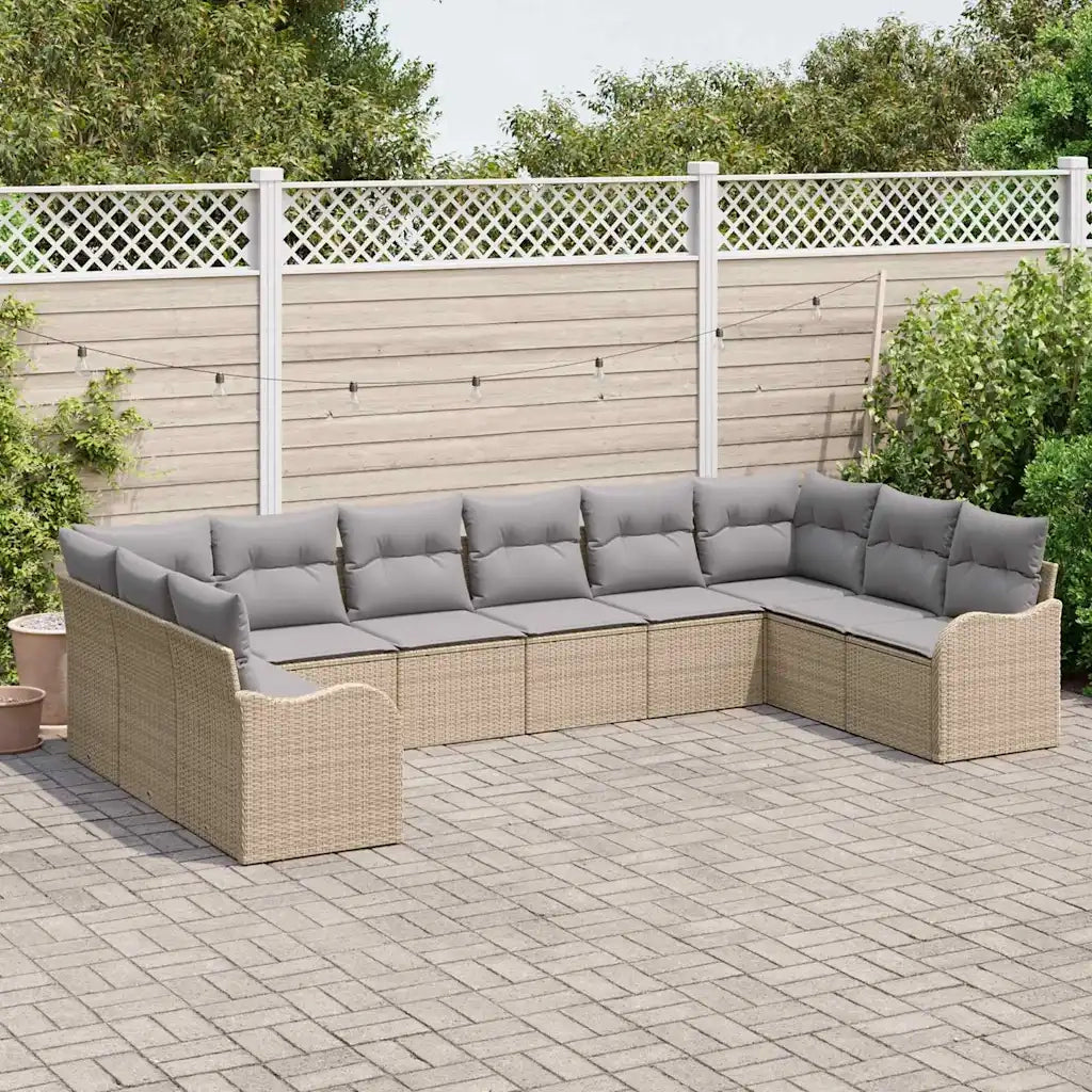 Set Divano da Giardino Beige 344 x 177,5 x 85 cm polyrattan 3345880