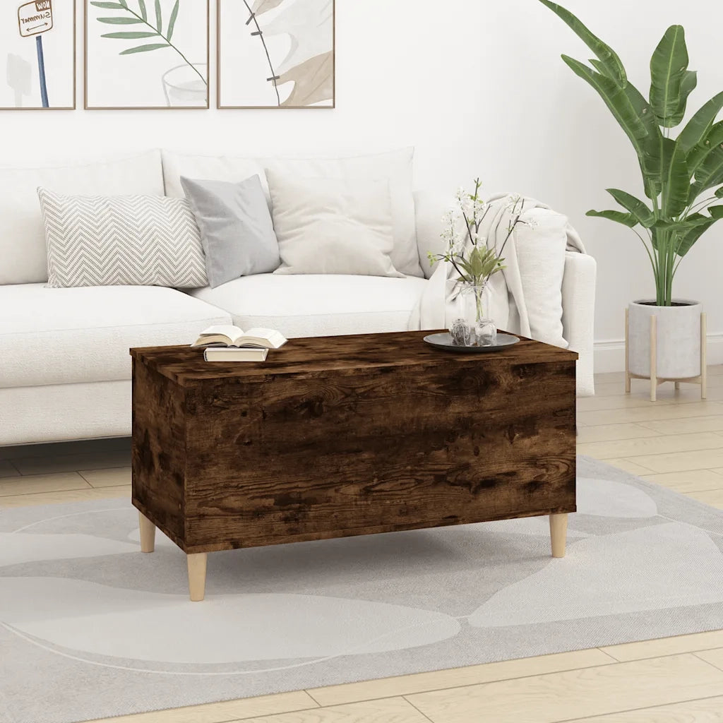 Tavolino da Salotto Rovere Fumo 90x44,5x45 cm Legno Multistrato 819585