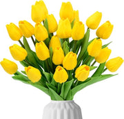 10 fiori di tulipano in Kunstbloemen - decorazione di tulipano per vaso, matrimonio, festa, casa, decorazione da tavola - 33 cm - giallo