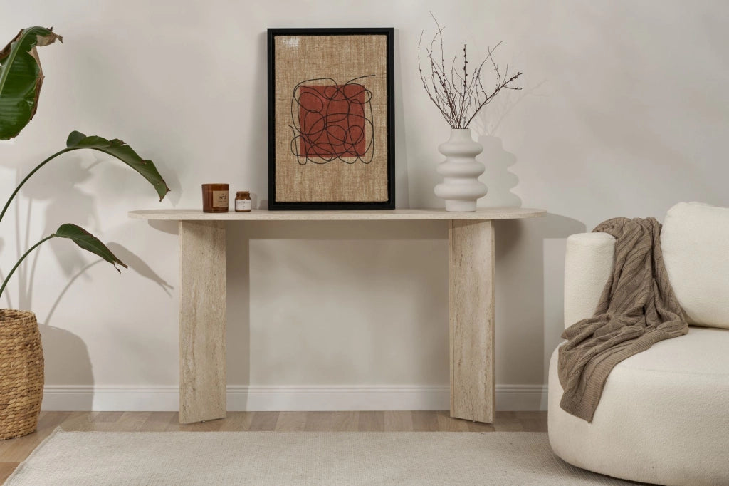 Consolle in legno "Sira" - 150 x 35 x 75 cm - Travertino