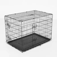 Gabbia Trasportino in Acciaio per Animali Pieghevole, 106×71×76cm, Nero