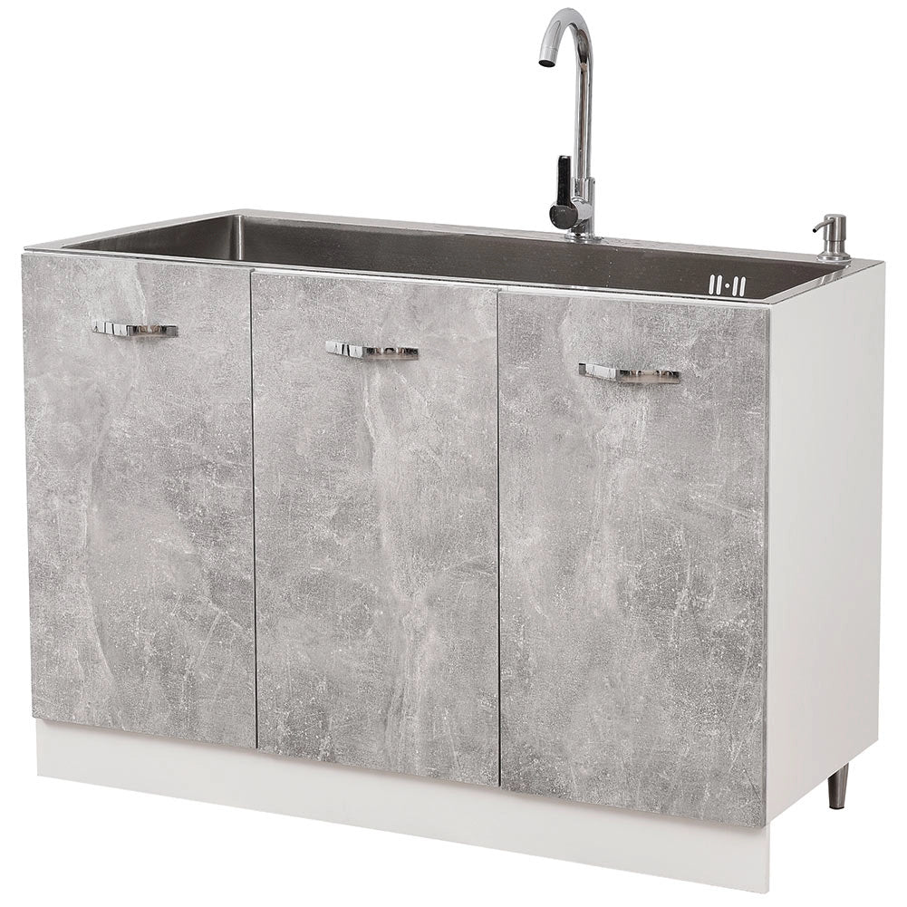 Mobile Cucina Sottolavello Componibile in Legno Colore Grigio con 3 Ante 120cm