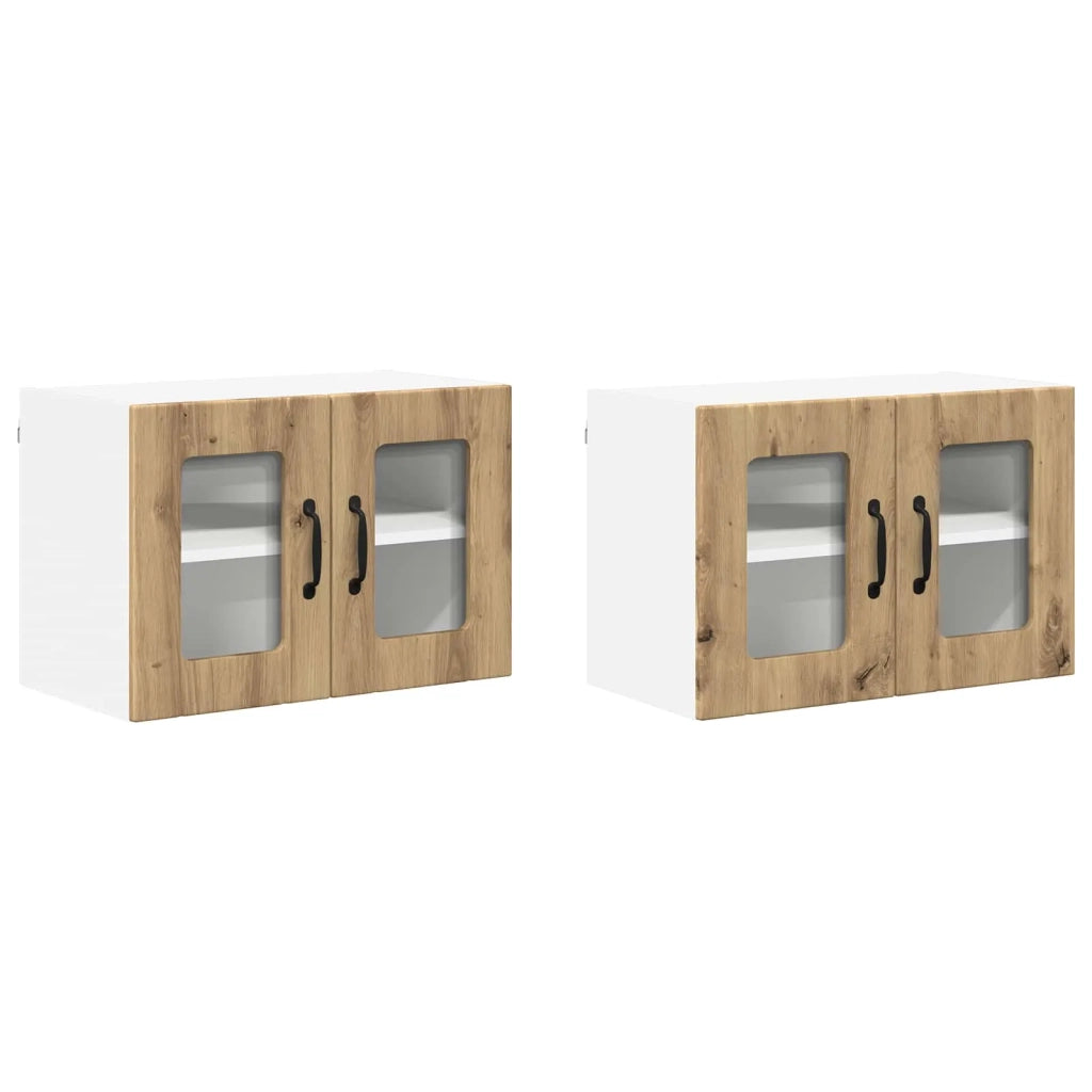 Pensile da cucina | Mobile in vetro da parete LUCCA 2 pz Rovere Artigianale
