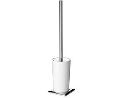 Toiletborstello di acciaio inossidabile | Acciaio inossidabile & Zamak | Toiletborstello in acciaio inossidabile del 100% | Design moderno e minimalista | 8,5 x 8,5 x 37,5 cm - Ronda Collectie - Bianco