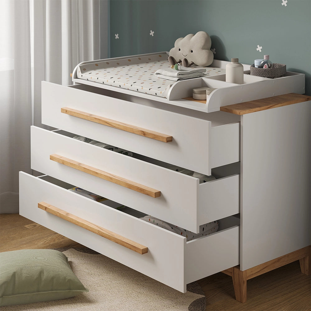 Vitalispa Fasciatoio Bianco/Artisan 133.2 x 98 cm con 3 cassetti