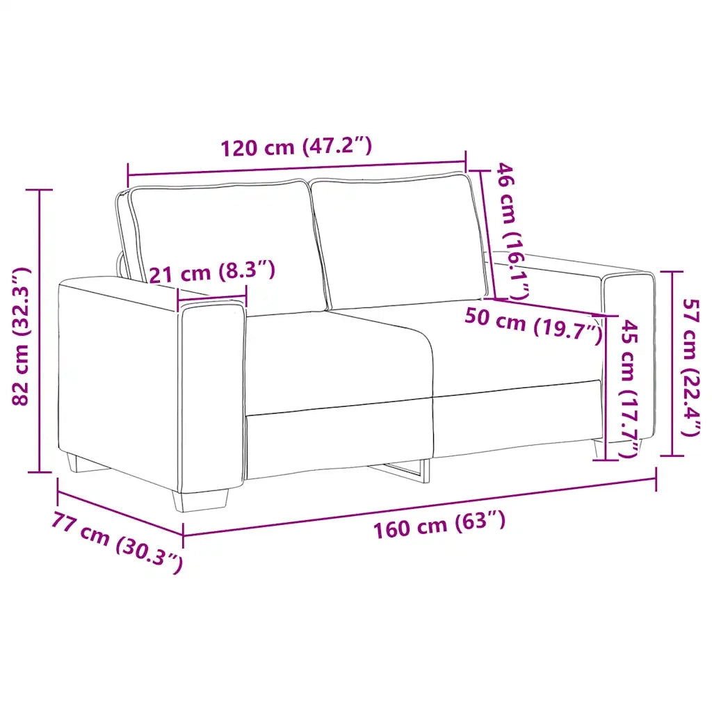 Divano a 2 Posti-Sofa 2 Posti Grigio Nuvola 120 cm in Tessuto 694292