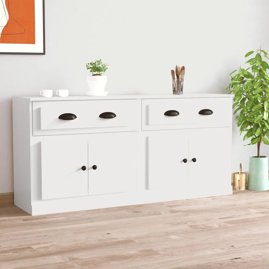 Credenze 2 pz Bianche in Legno Multistratocod mxl 77544