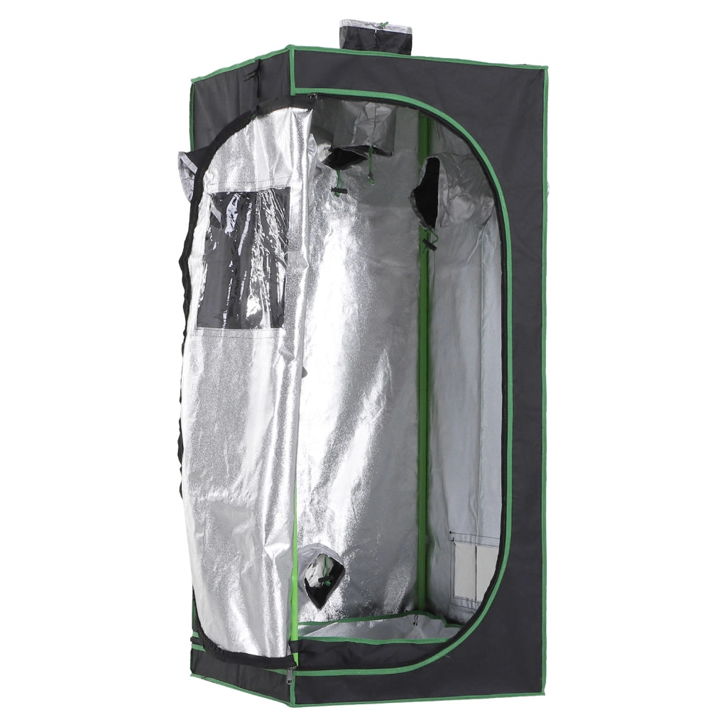 Tenda Idroponica in Oxford 600D ¨C zephmum ¨C 60x60x140 cm, Nero, 3 Prese d'Aria, Finestra, Foro Cavi