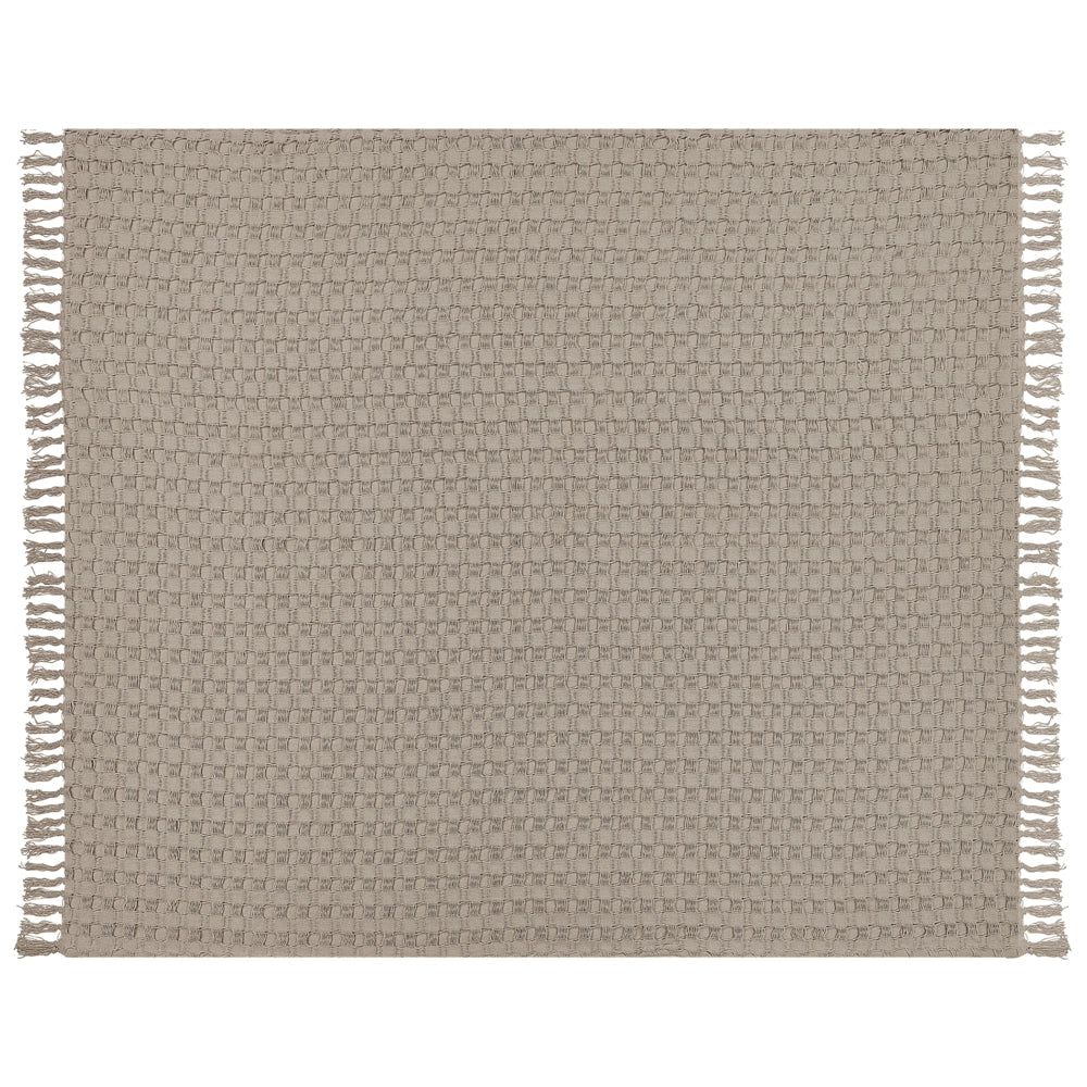 Copriletto in tessuto di cotone tortora 200 x 220 cm con frange Coperta decorativa Biancheria da letto design classico Camera da letto
