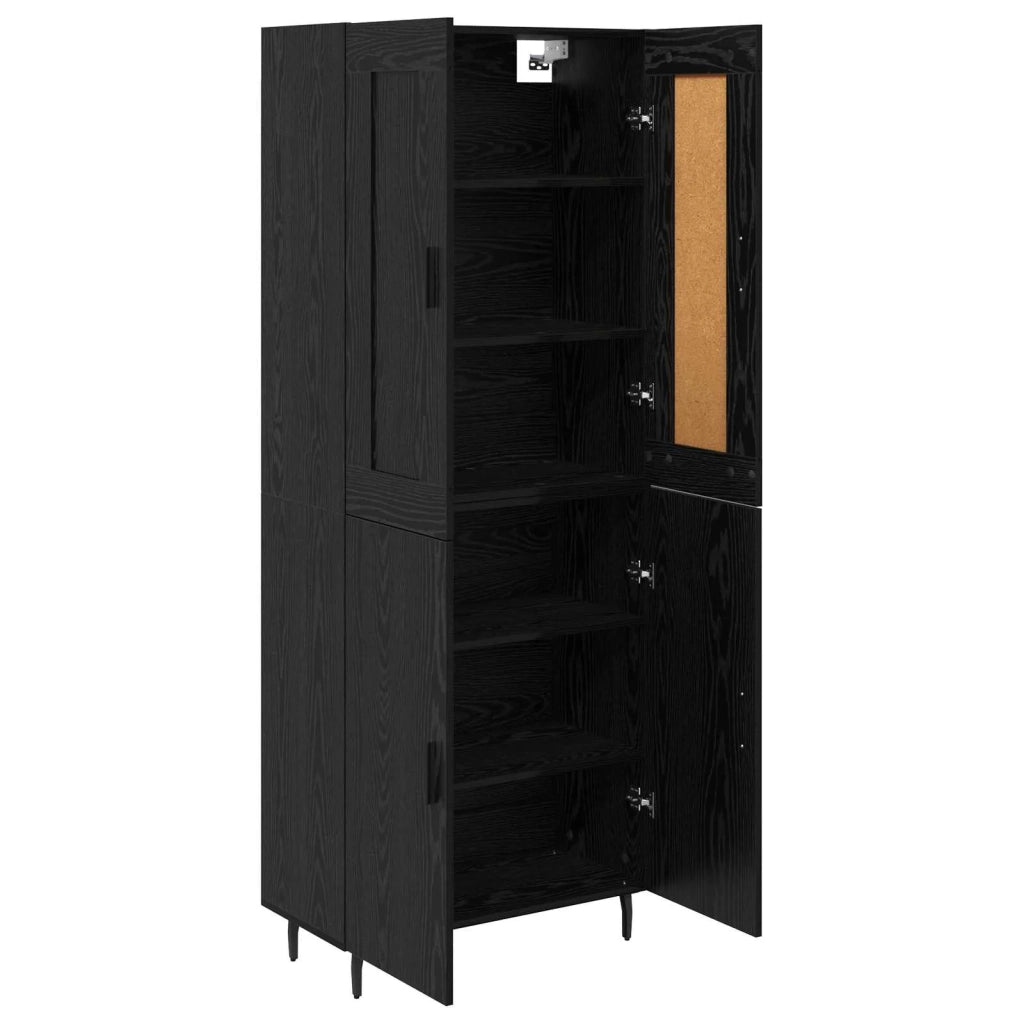 Credenza 2 pz | Madia | Buffet da pranzo | Armadio da pranzo Rovere Nero Legno multistrato