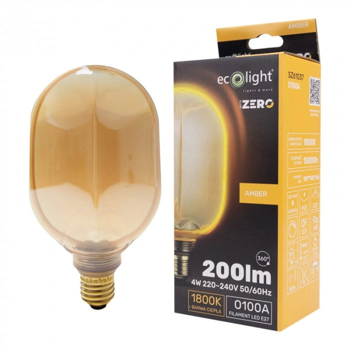 Lampadina LED decorativa Zero E27 4W 200lm 1800K Amber