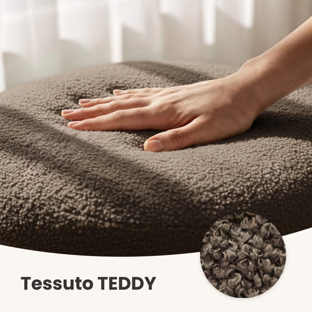 Pouf contenitore cilindrico in tessuto teddy 55 cm MOLLIS Bronzo