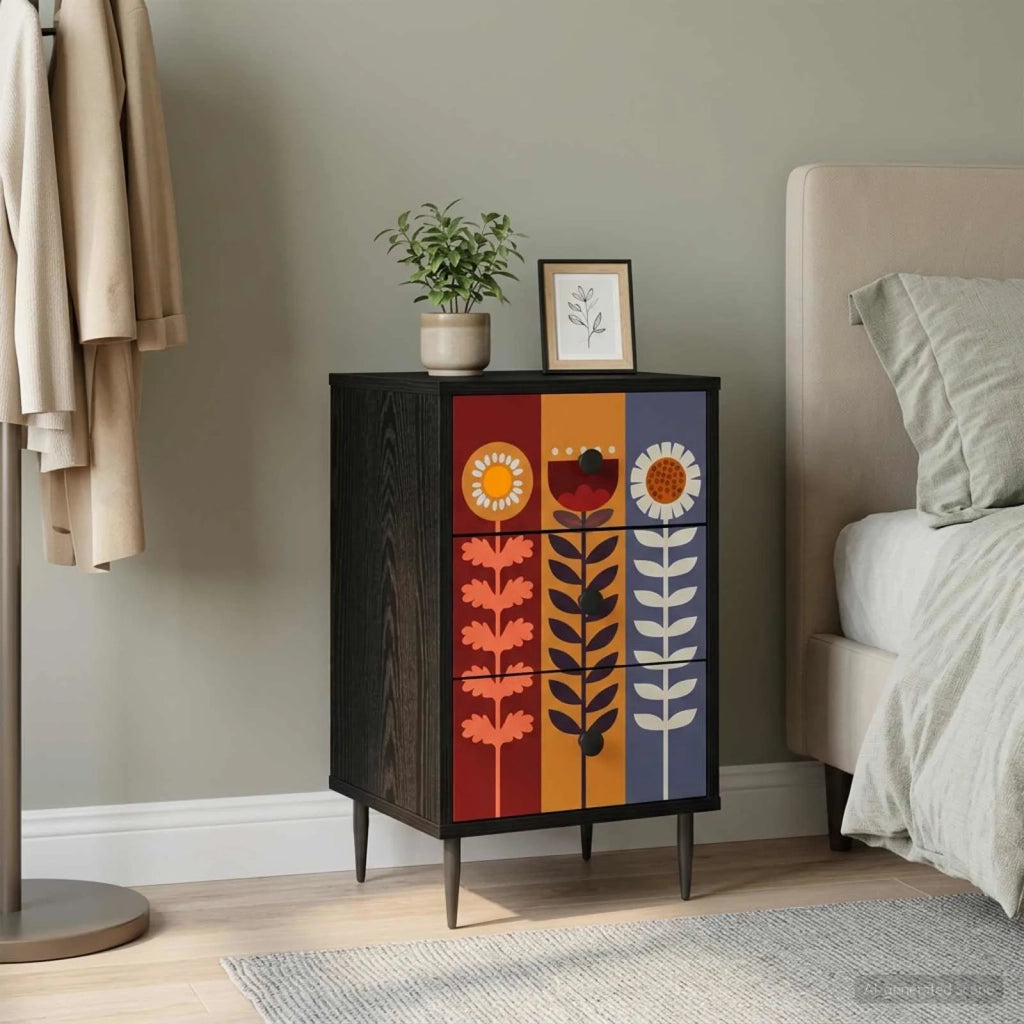 Armadio da Notte ESSEN Rovere Nero 36 x 33 x 61 cm 8007335