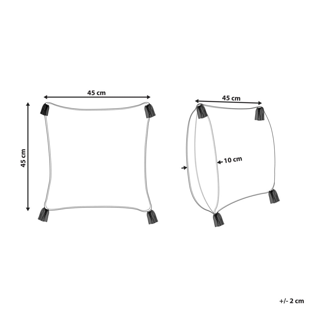 Cuscino cotone bianco e blu scuro 45 x 45 cm stampa a blocchi soggiorno camera da letto