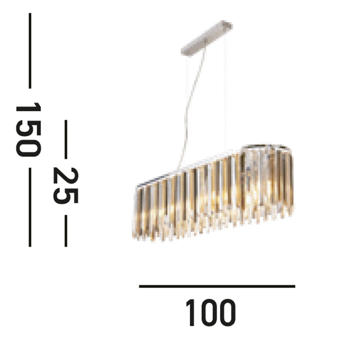 Lampadario Contemporaneo Clarissa Acciaio Cromo Vetro Bianco 8 Luci E14