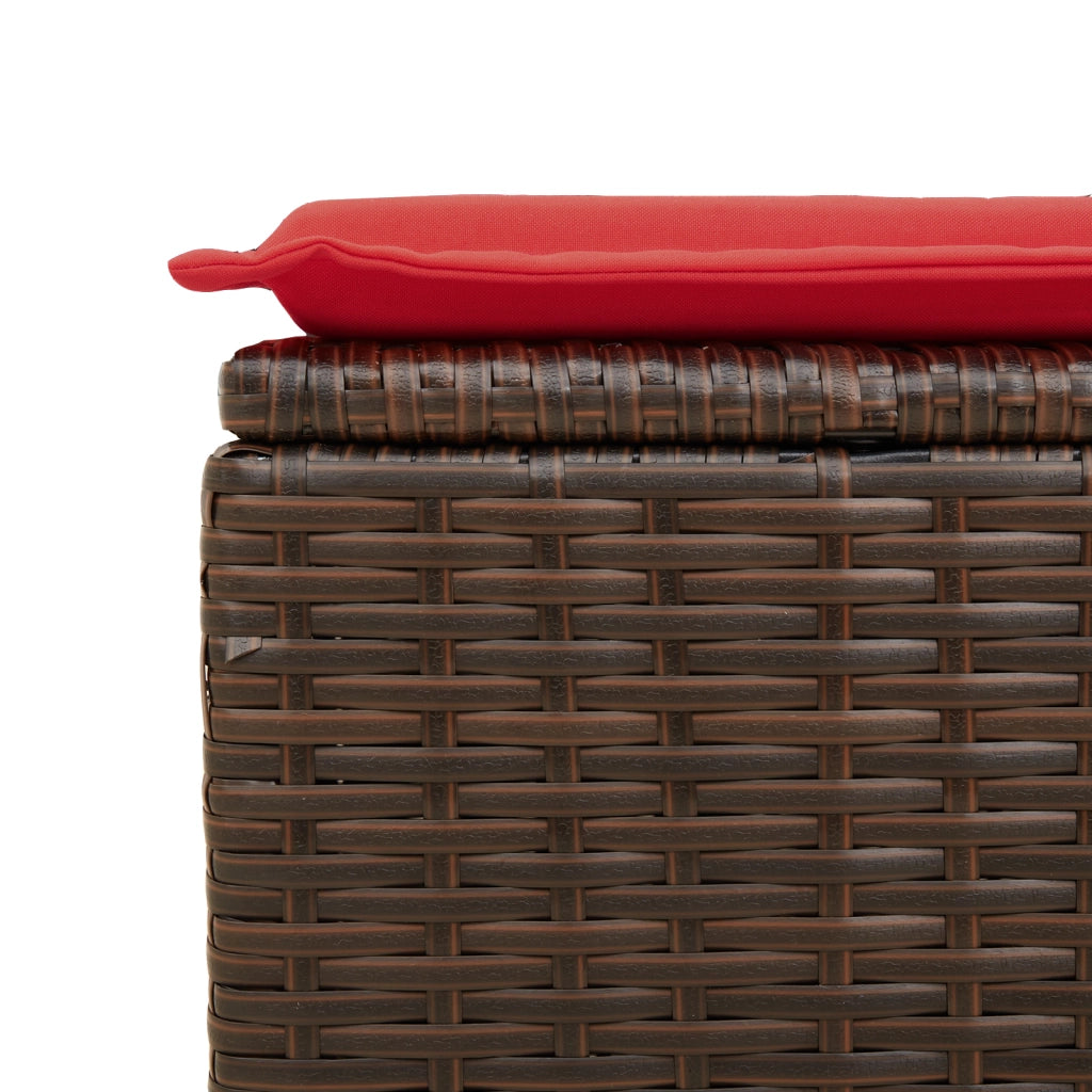 Sgabello da giardino con cuscino marrone 55x55x37 cm in polyrattan CFW3232003