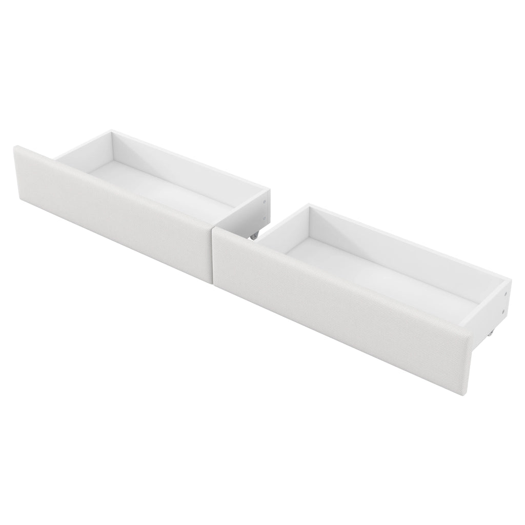 OKWISH Letto a Divano 90×200 cm, Letto Singolo con USB, LED Regolabile e Scrivania, 2 Cassetti, senza Materasso, Bianco