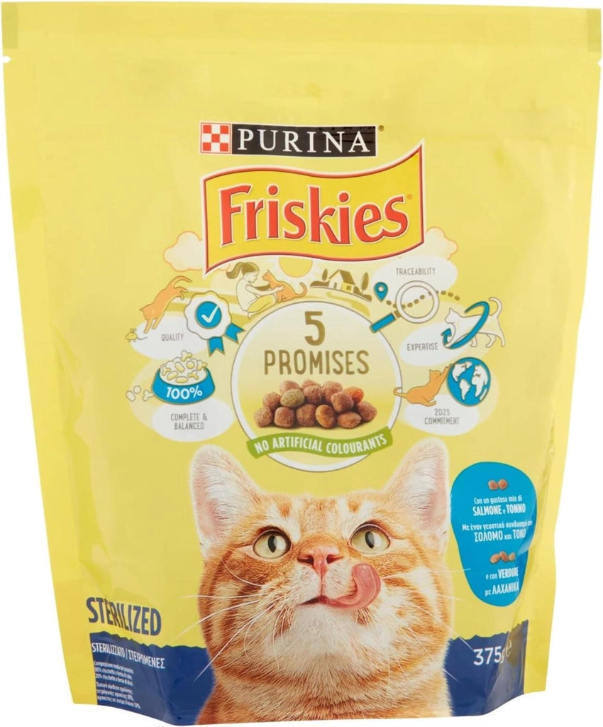 FRISKIES SET 12 PZ CROCCHETTE PER GATTI STERILIZZATI CON SALMONE E TONNO 375 GR