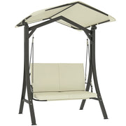 Dondolo da Giardino 2 Posti con Tettuccio Regolabile e Cuscini, 150x120x182 cm, Crema