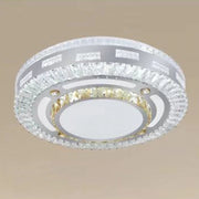 Trade Shop - Plafoniera Soffitto 65w ø50cm Led Design Tondo A Strati Con Cristalli Luce Fredda 17814 -