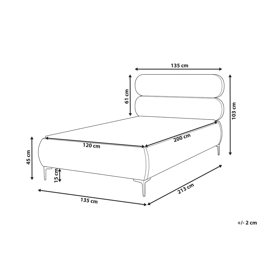 Letto matrimoniale con rete testiera in velluto beige chiaro gambe in metallo camera da letto 120 x 200 cm classica minimalista