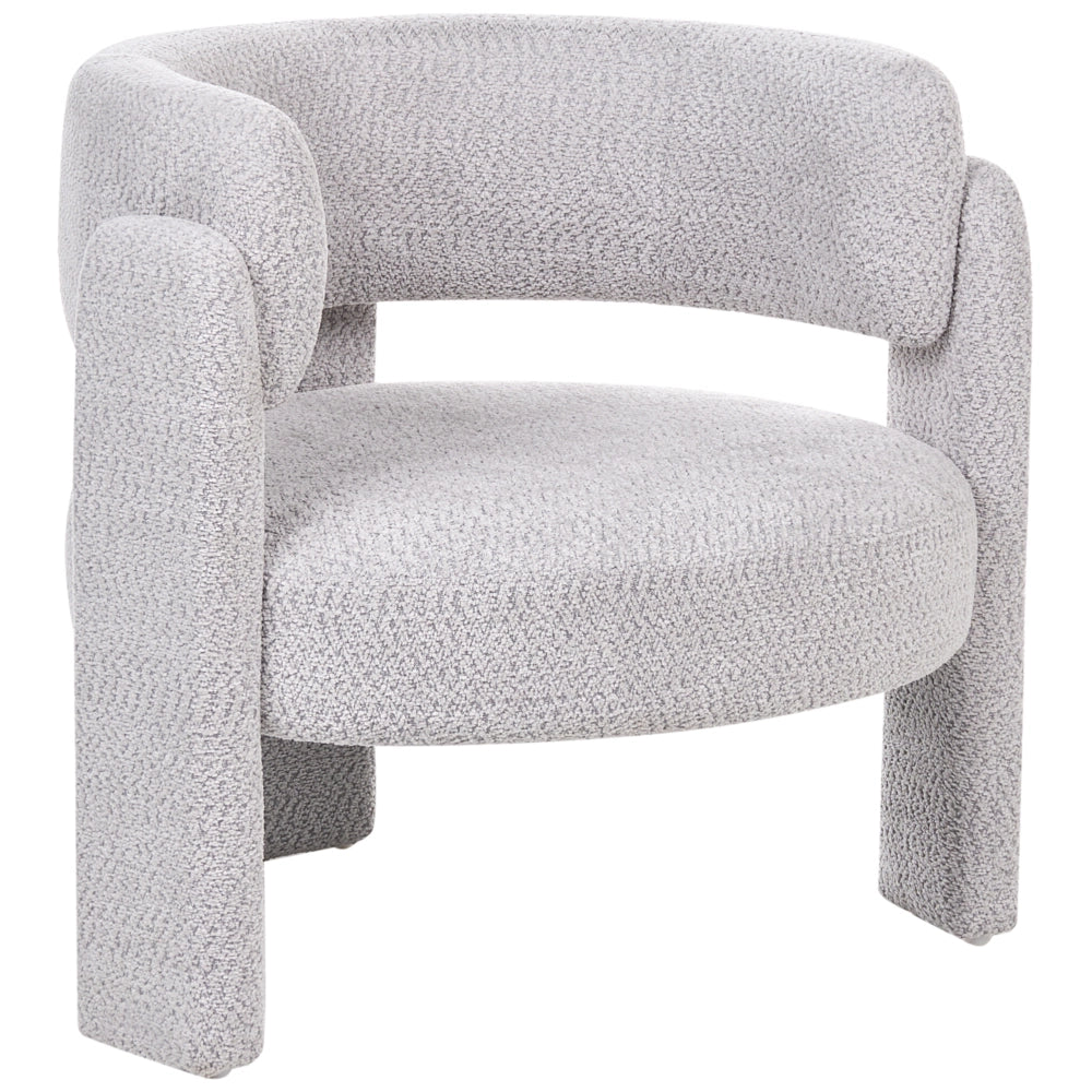Poltrona imbottita in ciniglia con schienale curvo seduta moderna in stile scandinavo grigio chiaro