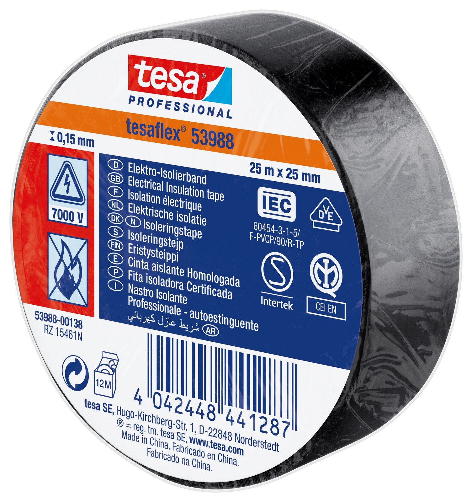 nastro isolante certificato nero mm.25 (mt.25) cod:ferx.98394