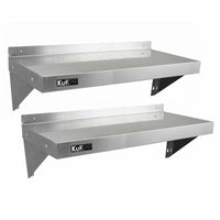 Set 2 Mensole a Muro 100x30 cm per Cucine di Ristoranti Pizzerie in Acciaio Inox
