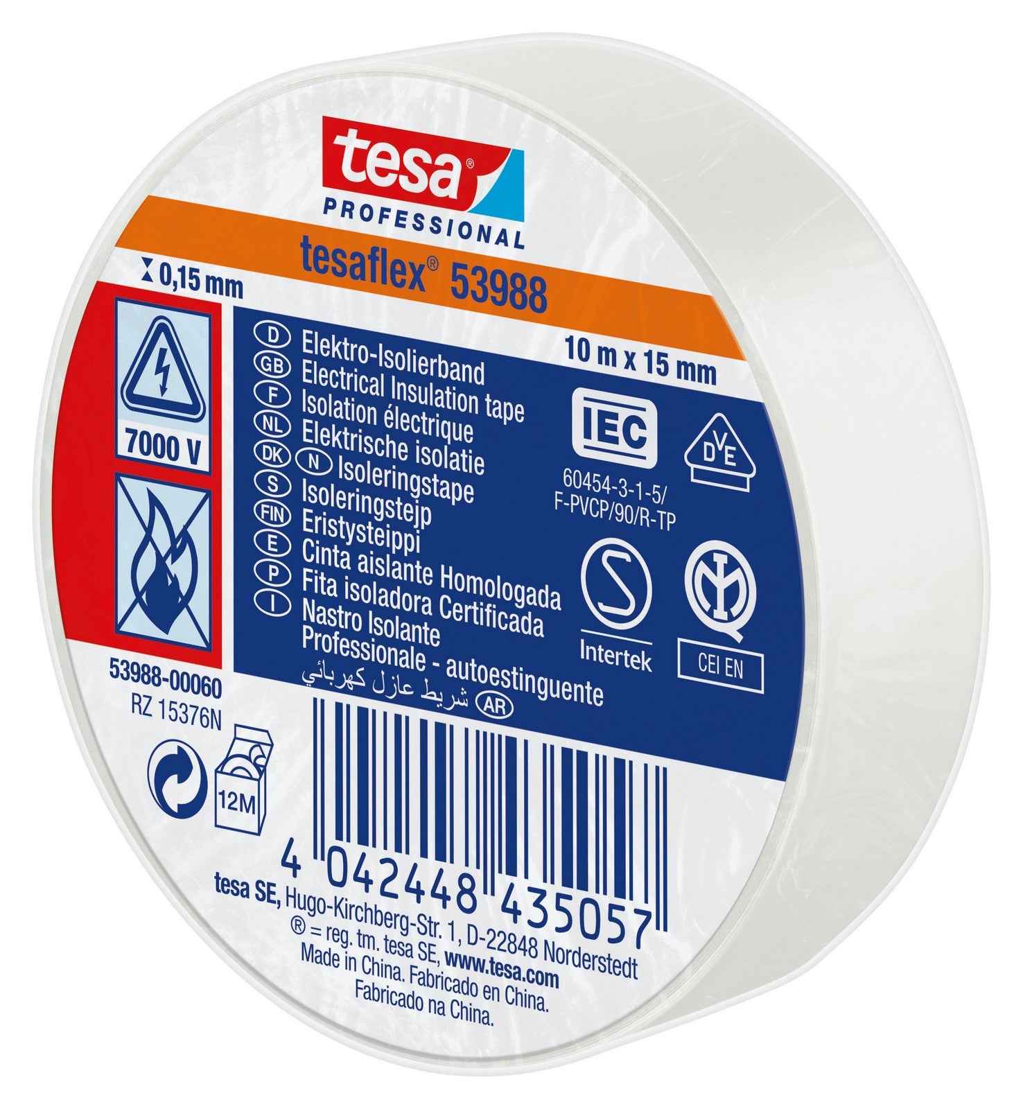 nastro isolante certificato bianco mm.15(mt.10) cod:ferx.98396