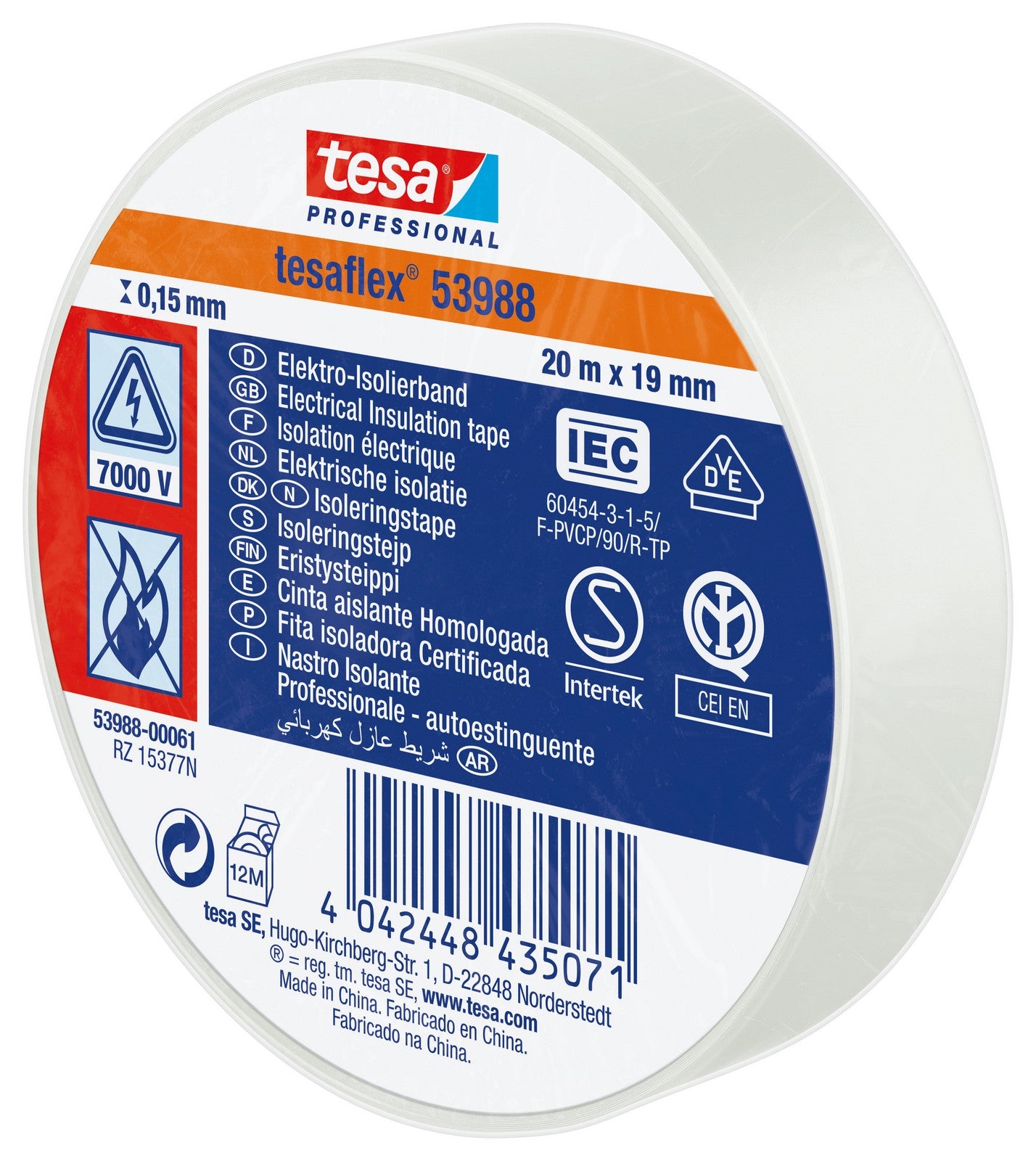 nastro isolante certificato bianco mm.19(mt.25) cod:ferx.98397