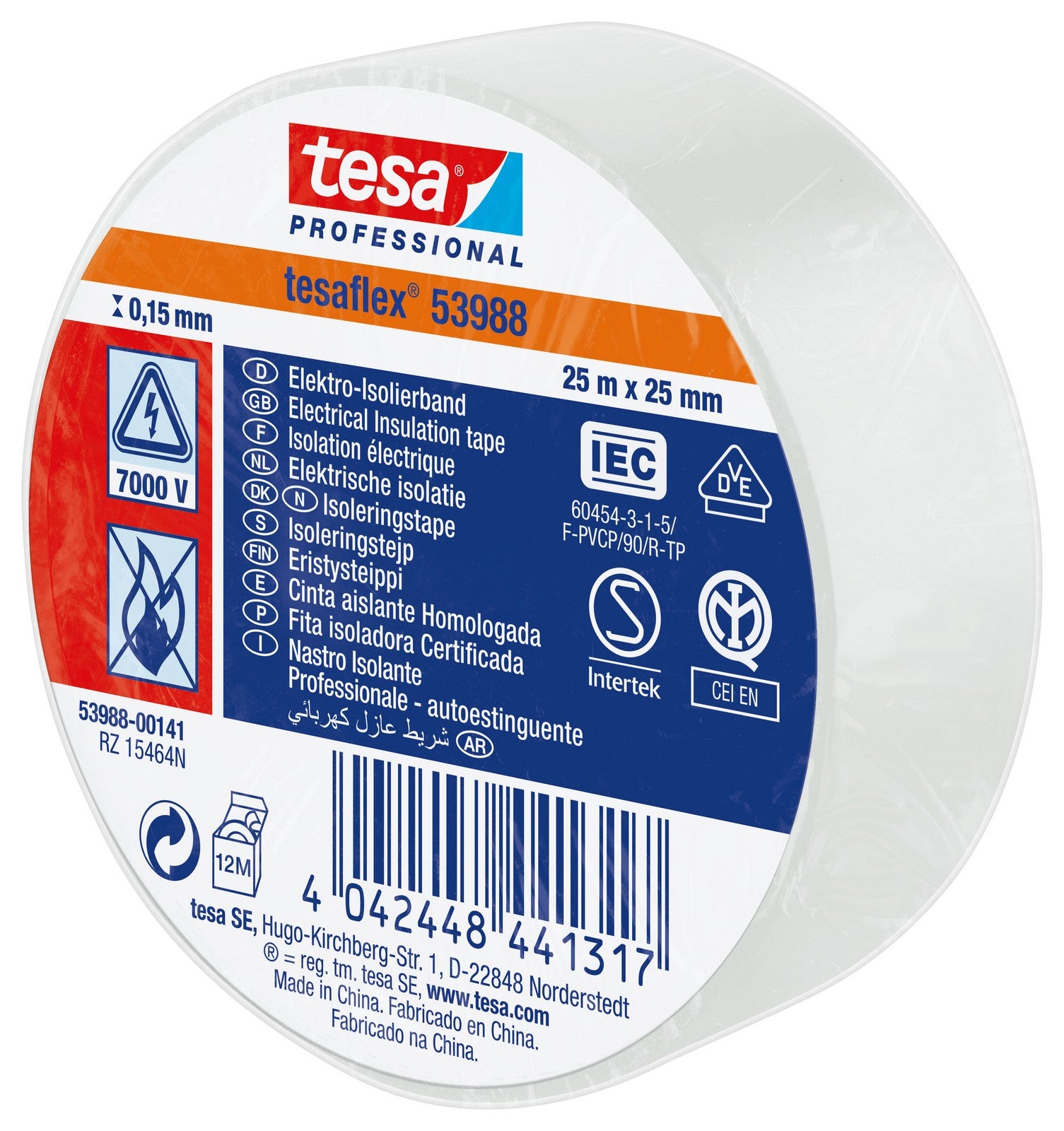 nastro isolante certificato bianco mm.25(mt.25) cod:ferx.98398