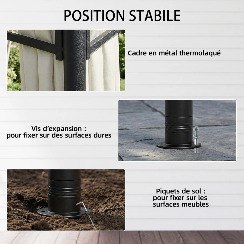 Gazebo da Giardino ¨C zephmum ¨C Doppio Tetto Retrattile UV50+ Impermeabile 3x3m Crema