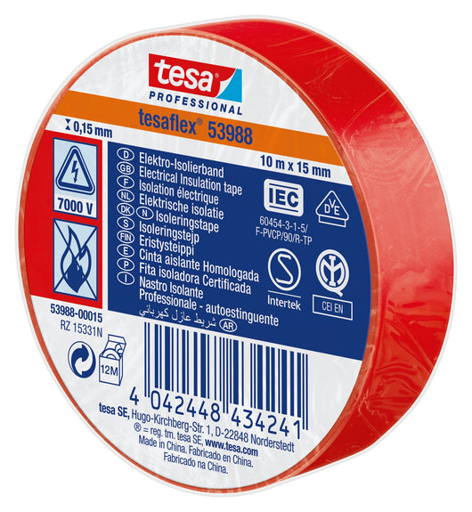 nastro isolante certificato rosso mm.15(mt.10) cod:ferx.98399