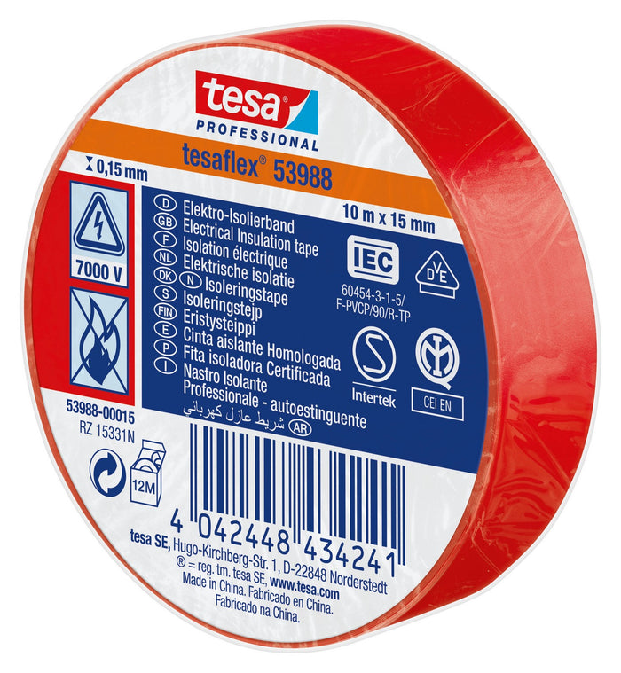 nastro isolante certificato rosso mm.15(mt.10) cod:ferx.98399