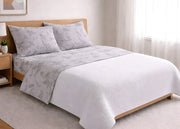 Completo Lenzuola Letto In 100% Cotone Made Italy Disegno Soffione - Francese - Beige