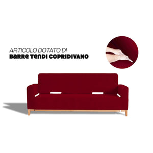 Copridivano Elasticizzato 3 Posti in Poliestere Dahlia Bordeaux