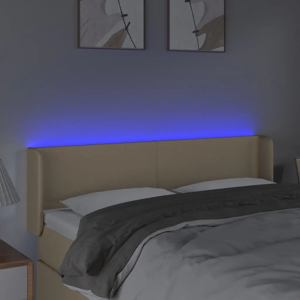 Testiera a LED Crema 147x16x78/88 cm in Tessuto 3122959