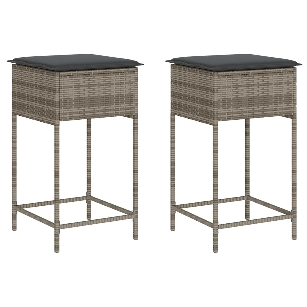 Sgabelli da Bar con Cuscini 2 pz Grigi in Polyrattan CFW1661783